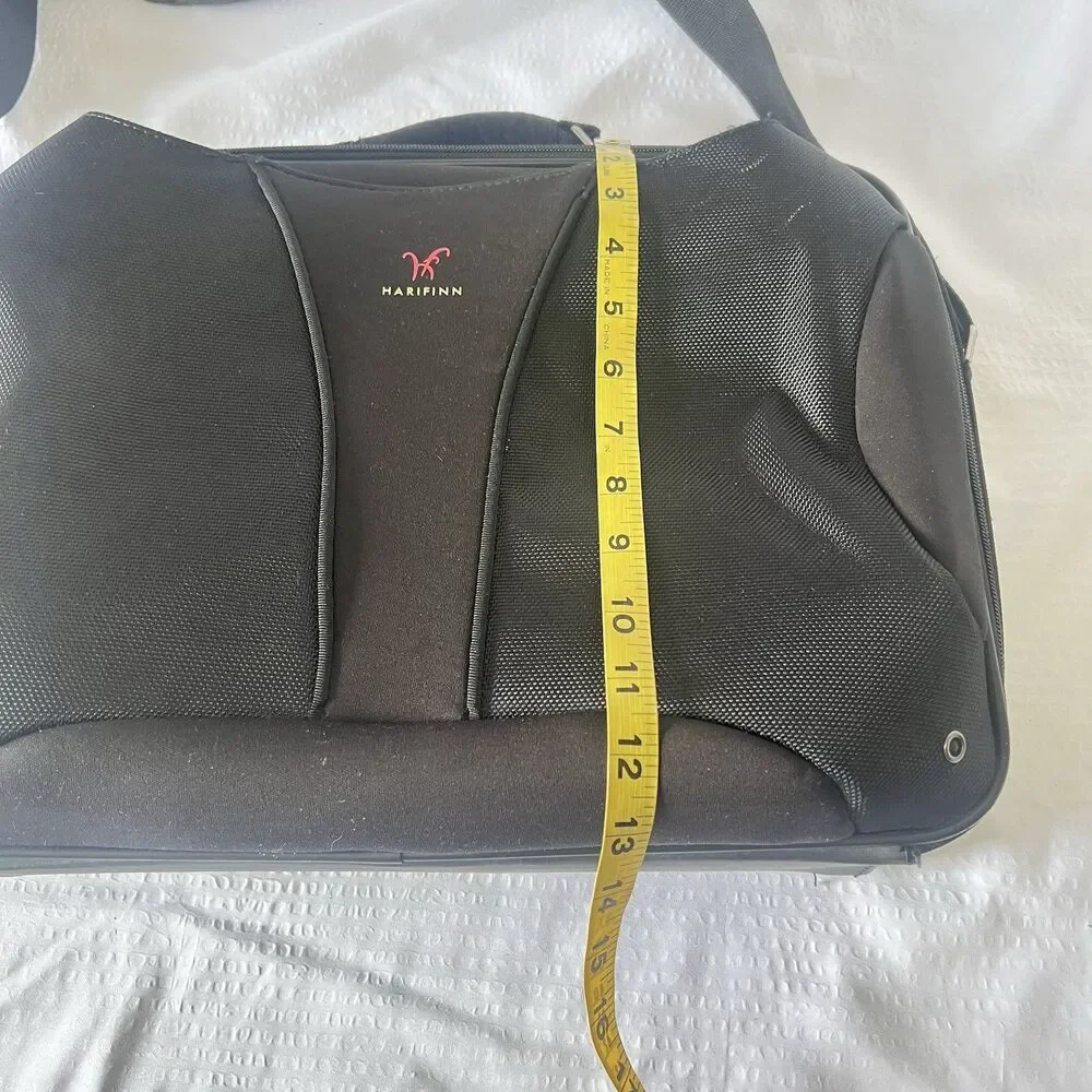 Harifin Black Nylon 15-Inch Laptop Bag With Long Strap And 2 Outer Pockets NWT!